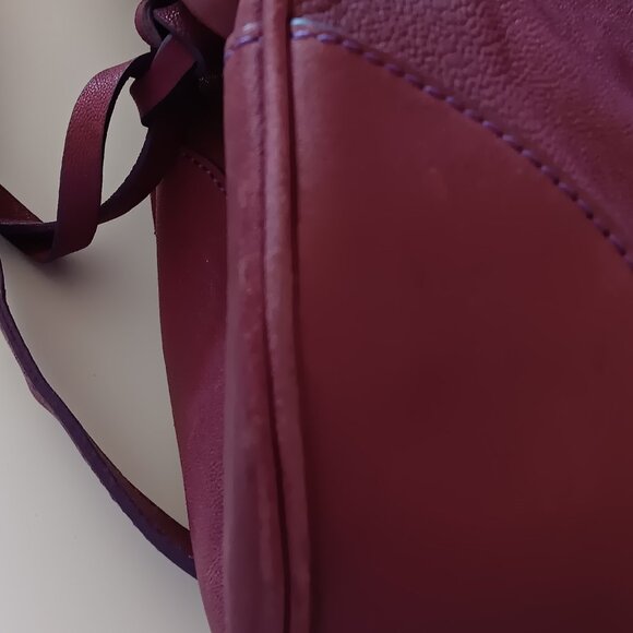 Soriel New York Leather Hobo Handbag, Raspberry color, Silver tone hardware - Picture 8 of 12